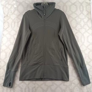 Lululemon In Stride Jacket Womens 6 Charcoal Gray Full Zip High Collar‎